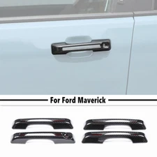 Carbon Fiber Style Door Handle Cover Trim Decors Fit For Ford Maverick 2022-2025