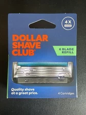 Dollar Shave Club 6 Blade Cartridge Refill- 4 Ct New