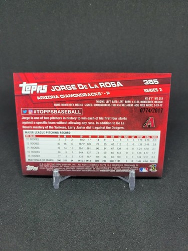 Jorge De La Rosa 2017 Topps Series 2 /2017 GOLD PARALLEL #365 - 第 2/2 張圖片
