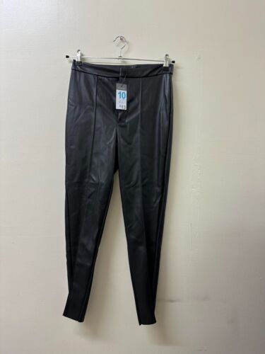 Primark women's black faux leather trousers size 10 UK new with tags - Picture 1 of 5