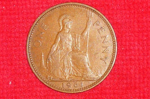 Great Britain 1961 ONE PENNY COIN QUEEN ELIZABETH II BEAUTIFUL ⭐ VINTAGE ⭐. - 第 1/16 張圖片
