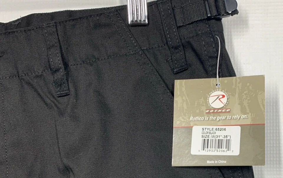 Rothco 65206 Black Military Bdu Shorts  Gargo Army Swat M (31”-35”) with Pocket - Image 3 of 4