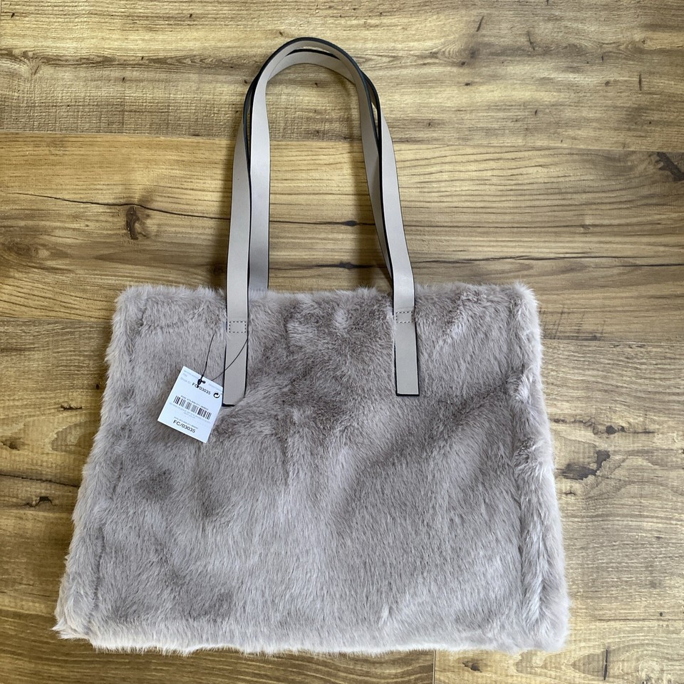 Next Grey Faux Fur Shopper Bag New eBay