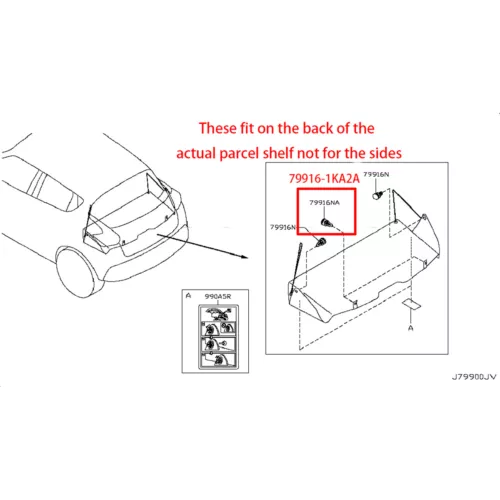 4X Parcel Shelf Clips For Nissan Juke F15 Later Rear Plastic Button Hanger - Picture 8 of 11