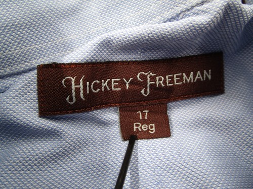 Hickey Freeman Dress Shirt Mens 17 Regular Blue Button Up Work Classic - Picture 3 of 8