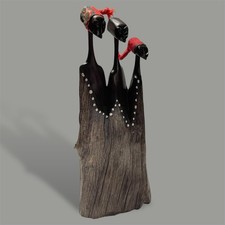 African Modernist Figural Wood Sculpture Textile Headdress Mid Century Carving 