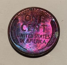 1939 Lincoln Wheat Cent - Beautiful Rainbow Toning - Bu - C00282