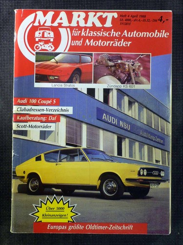 Oldtimer Markt - April/1988 - Audi 100 Coupe S - Scott-Motorräder