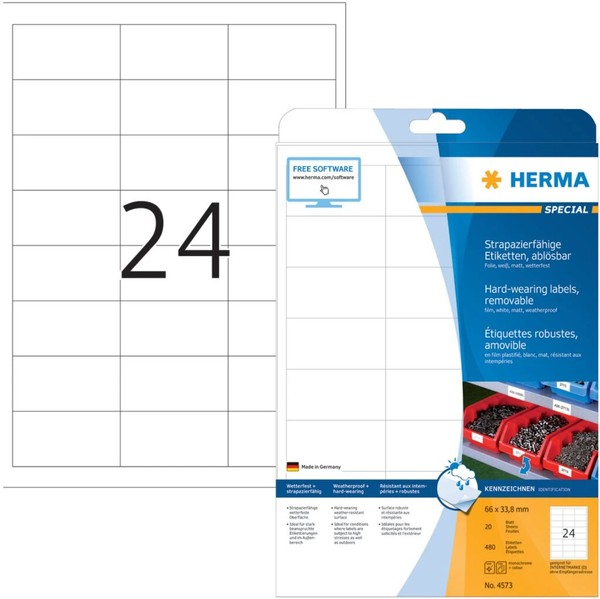 2-20X Herma Polyester-Etiketten Special, 66 X 33,8 Mm, AblöSbar Spare Bis Zu 15%-image
