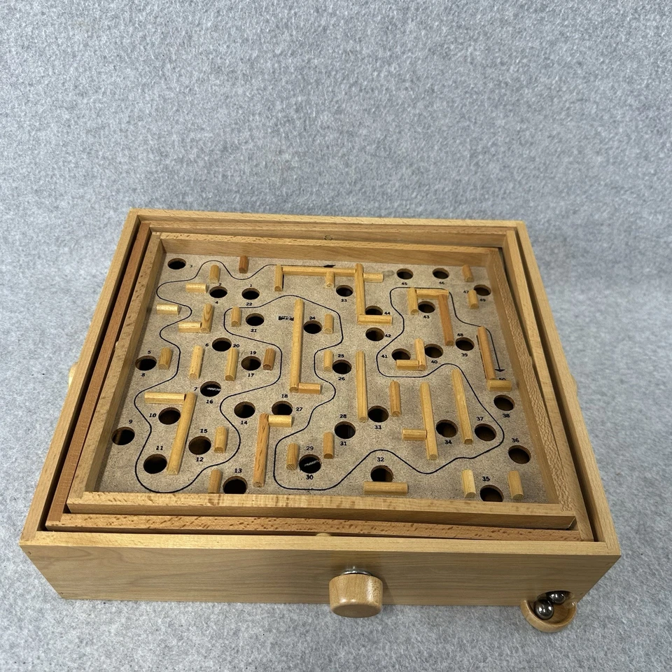 Pleasantime SPACE TILT Wooden Marble Labyrinth Skill Game w/ Box Item 4025 - Image 4 of 4