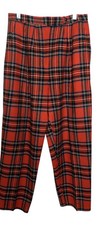 Vintage Sears Sz 14 Red Wool Plaid Trousers Pleated