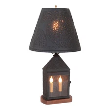 Harbor Lamp in Textured Black with Metal Empire Shade