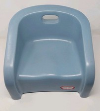 Vintage Little Tikes Solid Blue Molded Child Dining Booster Seat With Handle