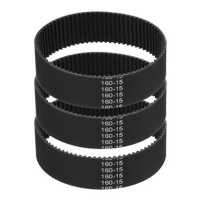 160mm GT-2 Timing Belt, 3pcs 15mm Width 2mm Pitch 3D Printing Closed Loop, Black