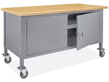 Pack of 1 Mobile Cabinet Workbench - 69 X 25.6 In Composite Wood Top