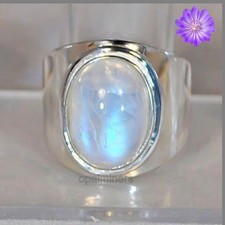 Rainbow Moonstone Gemstone 925 Sterling Silver Ring Handmade Jewelry Ring