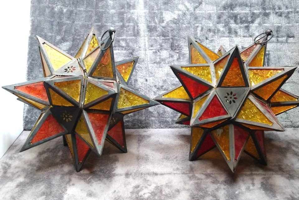 Juego de 2 candelabros candelabros marroquíes de 14" para colgar estrellas Foto 2 de 4