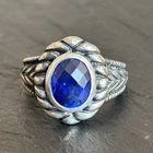 JH Vintage Sterling Silver Ring Created Sapphire  Heavy Size 7