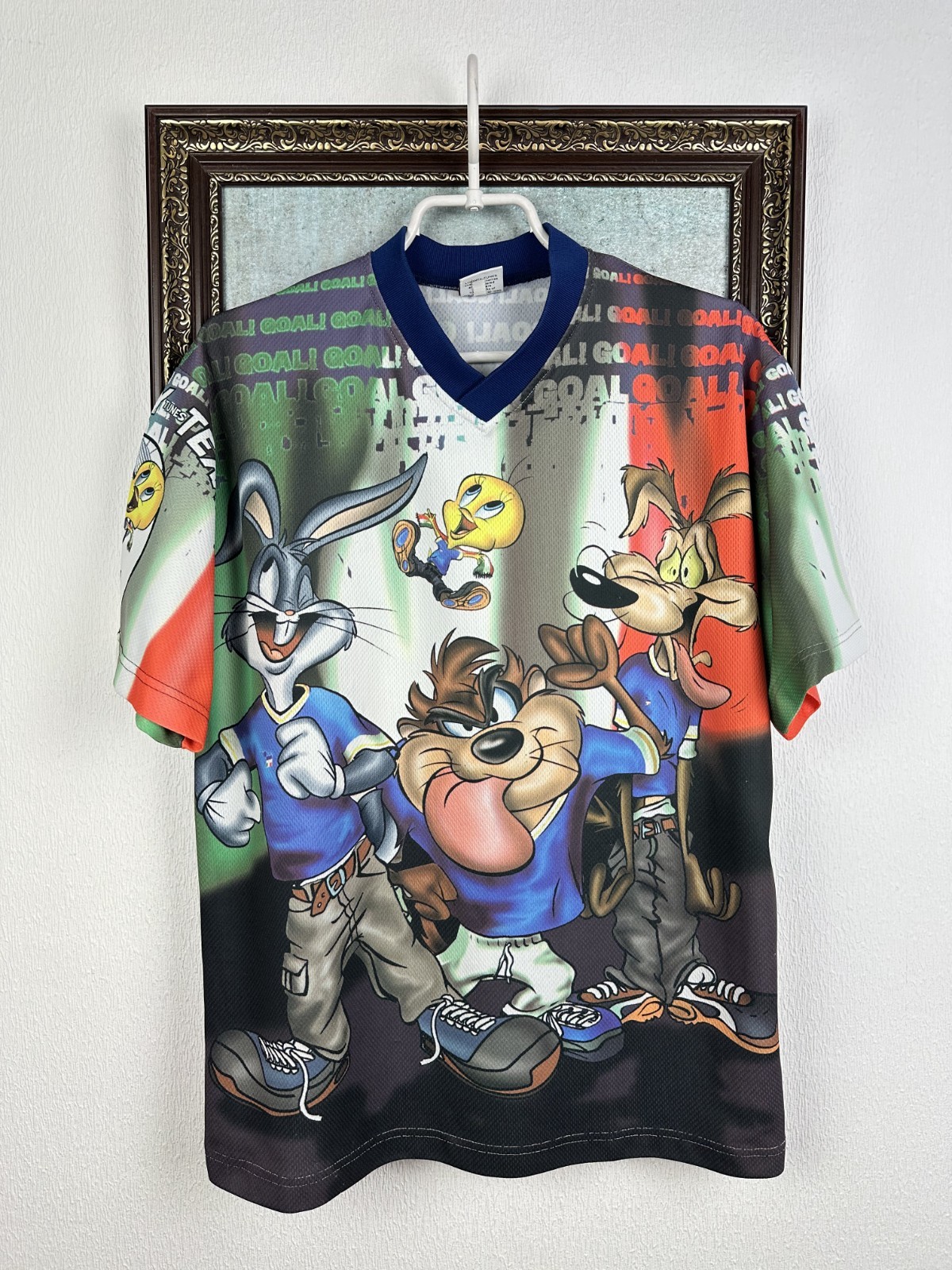 Vintage 90's Looney Tunes Italy Football Shirt Soccer Jersey Mens Maglia Size M