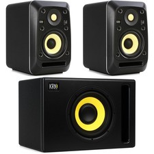KRK V4 S4 4-inch Powered Studio Monitor Pair With S8.4 8-inch Powered Studio