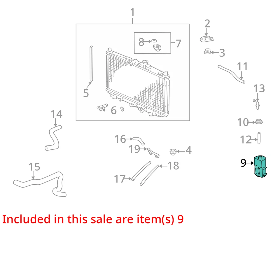 1998-2002 Honda Accord Radiator Coolant Overflow Expansion Tank Bottle USPHN - Image 2 of 3