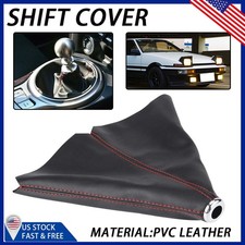 Black PVC Leather/Red Stitch Manual/Auto Gear Shift Knob Shifter Boot Cover EXXI