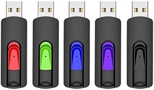 RAOYI 5 Pack 64GB USB Flash Drive, USB 2.0 Memory Stick Thumb D - 5 Mixed Colors