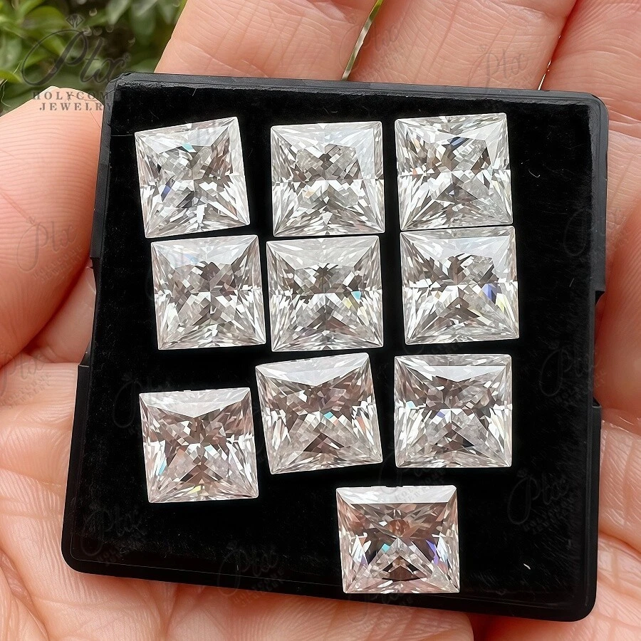 Loose Moissanite stone Real Gem Princess Cut 0.3ct-6ct ALL SIZES D Champagne VVS - Image 3 of 4