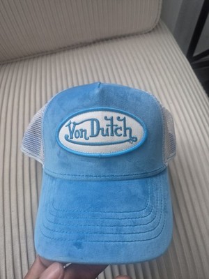 Von Dutch Blue White Mesh Back Adjustable Trucker Hat Men Designer Classic