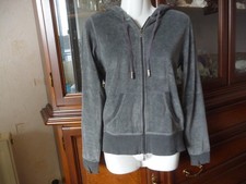 MARGITES Sweatjacke mit Kapuze Grau Velours, Strasse Gr.38 w. NEU          