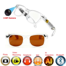 AI Smart Glasses With Video Recording AI Translation 8MP Camera and Bluetooth