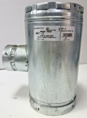 Gas Vent Tee 6 in. 3 in, 6ET-3  Aluminum Alloy and Galvanized Steel