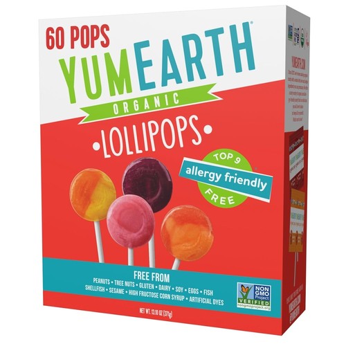 YumEarth Organic Pops Variety Pack, 60 Fruit Flavored 60 Count (Pack of 1)