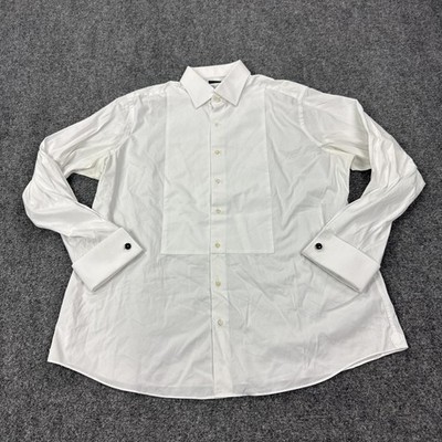 Proper Cloth Dress Shirt Mens 18.5 White French Cuff Tuxedo Stretch Fit