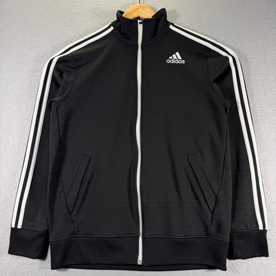 Adidas ClimaLite Track Jacket Full Zip Black White Stripes Mens Medium