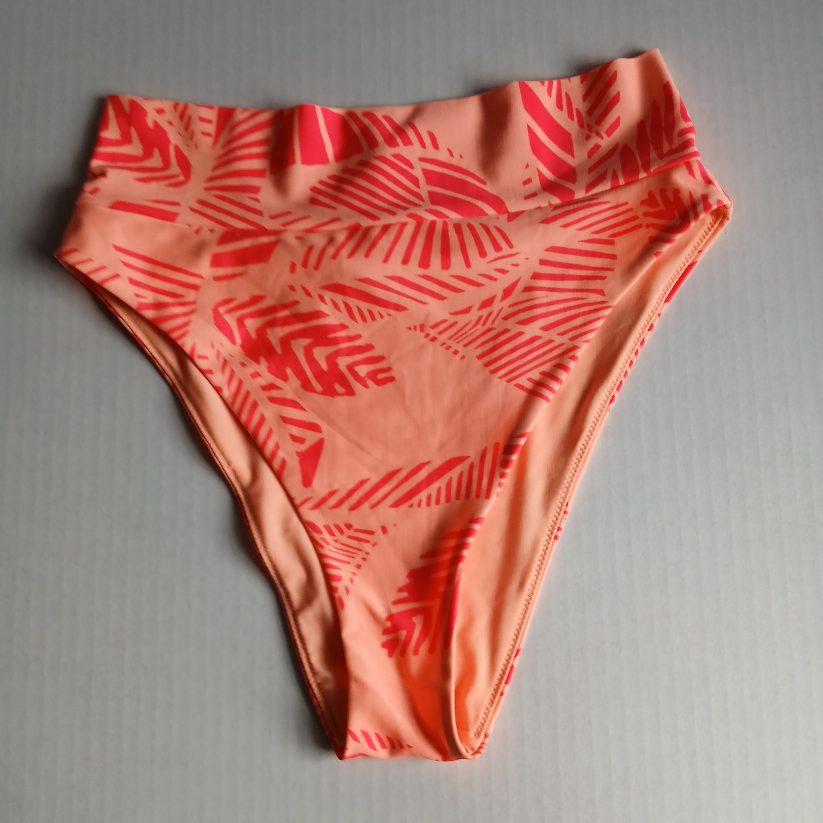 Aerie Medium High Cut Cheeky Coral Palm Print Bikini Bottom NWT