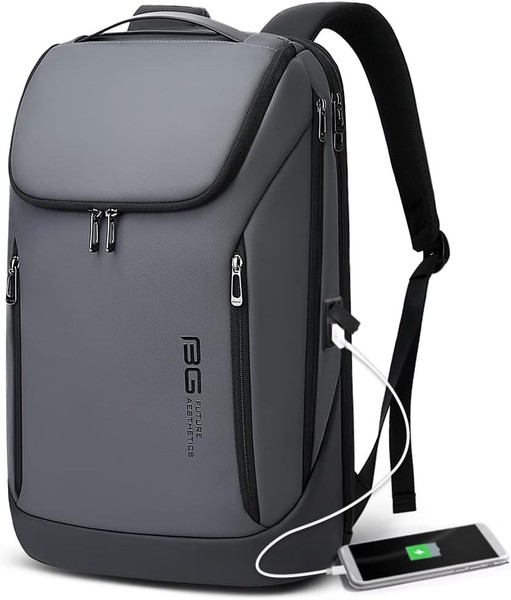 Business-Rucksack Wasserdicht 39,6 Cm 15,6 Zoll Mit Usb-Ladeanschluss Grau-image