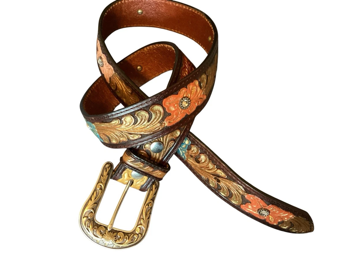 Leather Flower Multicolor Belts for Women for sale | eBay display picture 2