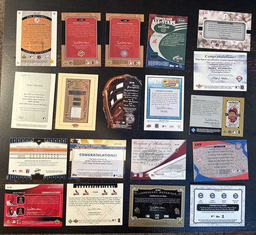19 Card relic lot Tony Gwynn Ryne Sandberg Carlton Schmidt Frank Thomas Sosa - Picture 2 of 2