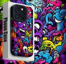 Phone Case: Colorful Monster Fun Doodle Phone Case for iPhone 16 Pro