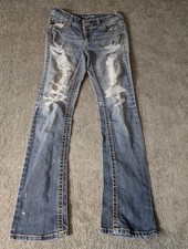 Maurices Distressed Denim Jeans Women  s Size 1/2 Medium Wash Casual Stretch