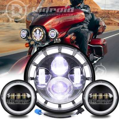 7'' Inch LED Headlight Turn&DRL+4.5'' Fog Lights KIT For Harley Davidson Touring