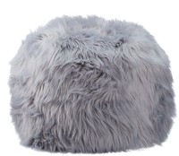 Sitzsack Pouf Bodenkissen Dekofell Grau Langhaar Kinderhocker Dekohocker Hocker