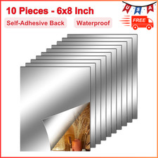 10 Pieces Flexible Mirror Sheets, Self Adhesive Decorative Plastic Mirror Tiles