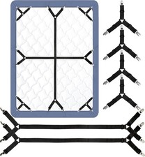 Bed Sheet Straps, 6 Pack Fitted Bed Sheet Fasteners Clips Adjustable Crisscro...
