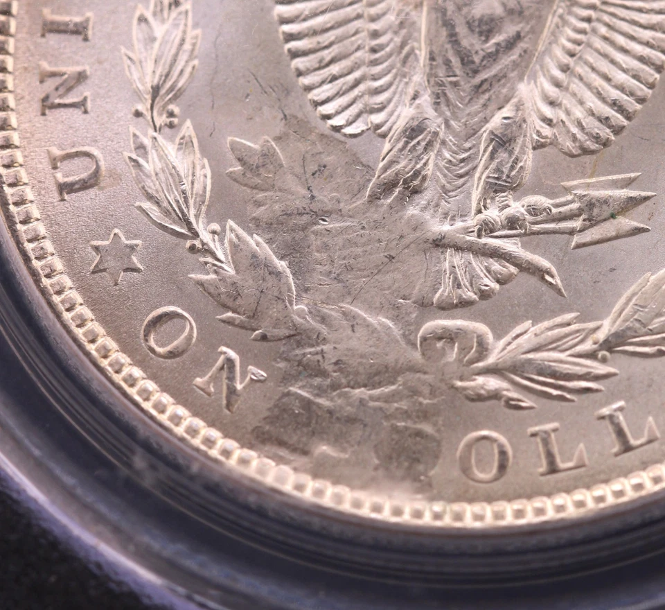 1921-P  Morgan Silver Dollar $1 NGC MS 64 "Struck Through Reverse" (Chunk Gone!) - Image 3 of 4