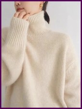 2025 Women  s Thick Cashmere Sweater High Neck Pullover Warm Knitted Top