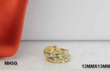 925 STERLING SILVER 10K GOLD PLATED 7 STONES HINGED HUGGY HOOP CZ-MH-5WG BL-W