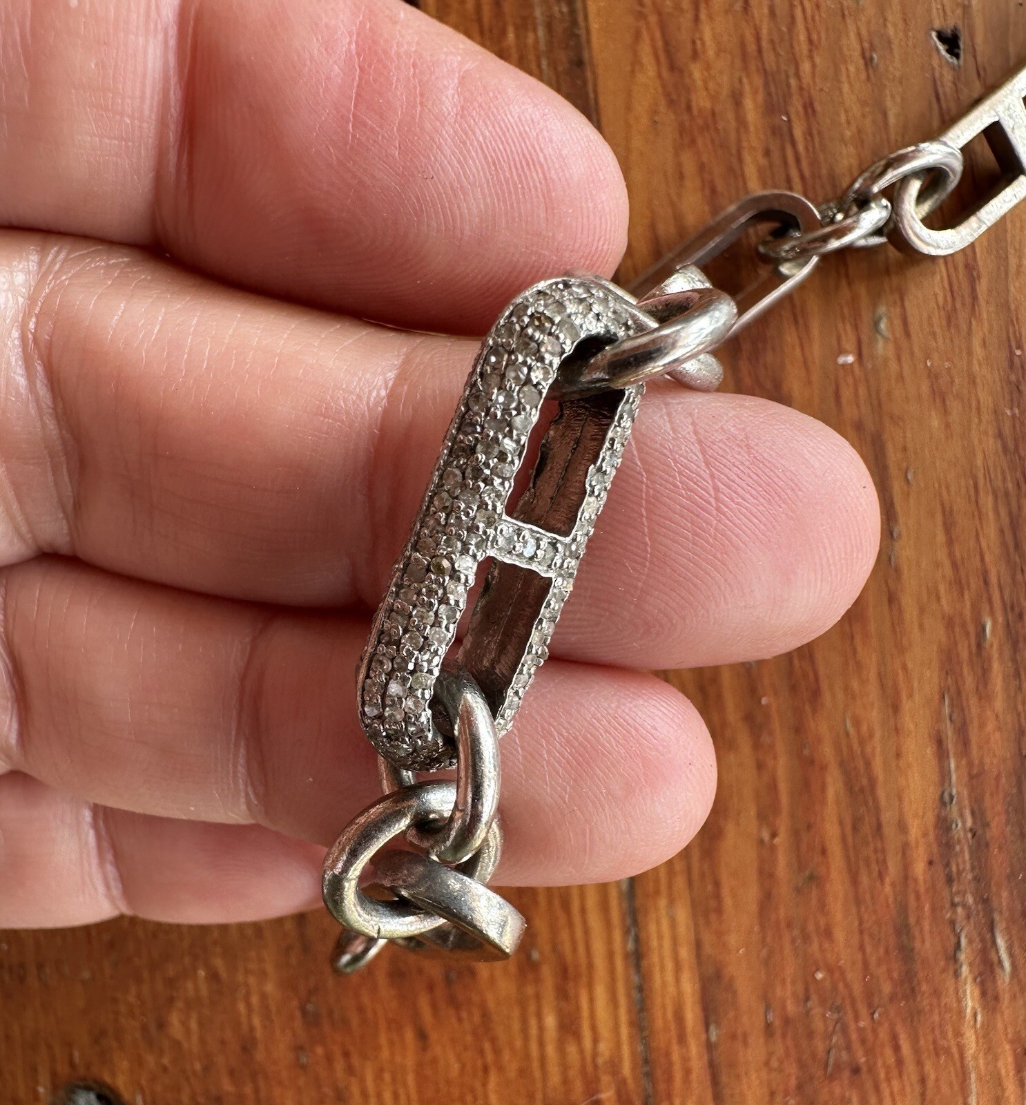 Diamond link Statement sterling silver Custom cha… - image 3