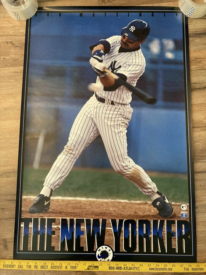 Vintage DON MATTINGLY "NEW YORKER" OG NIKE POSTER 1990s FULL SIZE NITF SEALED  - Image 2 of 4